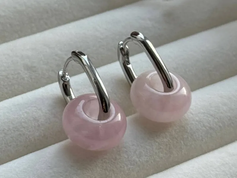 Сережки з рожевим кварцем